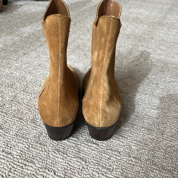 Zara Shoes Zara Western Cowboy Split Leather Tan Camel Suede Block Heel Ankle Boot Size 7